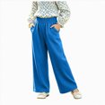 thumbnail image 4 of WXFAZCVU Toddler Girls Fleece Sweatpants Elastic Joggers Wide Leg Baggy Pants with Pockets Size 5-6 Years, 4 of 4