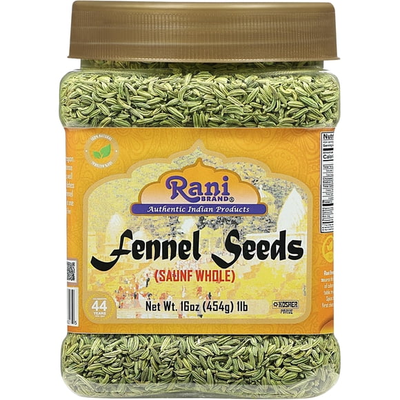 Rani Graines de Fenouil (Saunf Sabut) Épice Entière 16oz (1lb) 454g Pot PET - Entièrement Naturel / Compatible Sans Gluten / non-OGM / Végétalien / Casher / Origine Indienne
