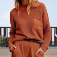thumbnail image 4 of Top Corto De Punto Suéter clásico para mujer, estilo informal, cuello redondo, manga larga, ajuste holgado, atuendo diario Kuymtek Marrón Xl para Mujer, 4 of 6