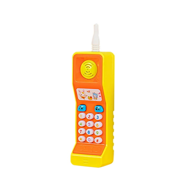 Yellow Yellow Kids Mini Cell Phone Toy With Music Flash Light Educational Learning Remote Control Portable Design Toddler Sensory Development Activity