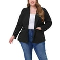 thumbnail image 1 of GRACE & GRANDEUR Blazer de Bureau pour Femme Grande Taille d'Automne à Revers Cranté, Boutonné, 2X Noir, 1 of 5