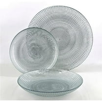 Red Pomegranate Collection R1228-2 Helios Gilded Glass Dinnerware Set, Silver - Set of 18