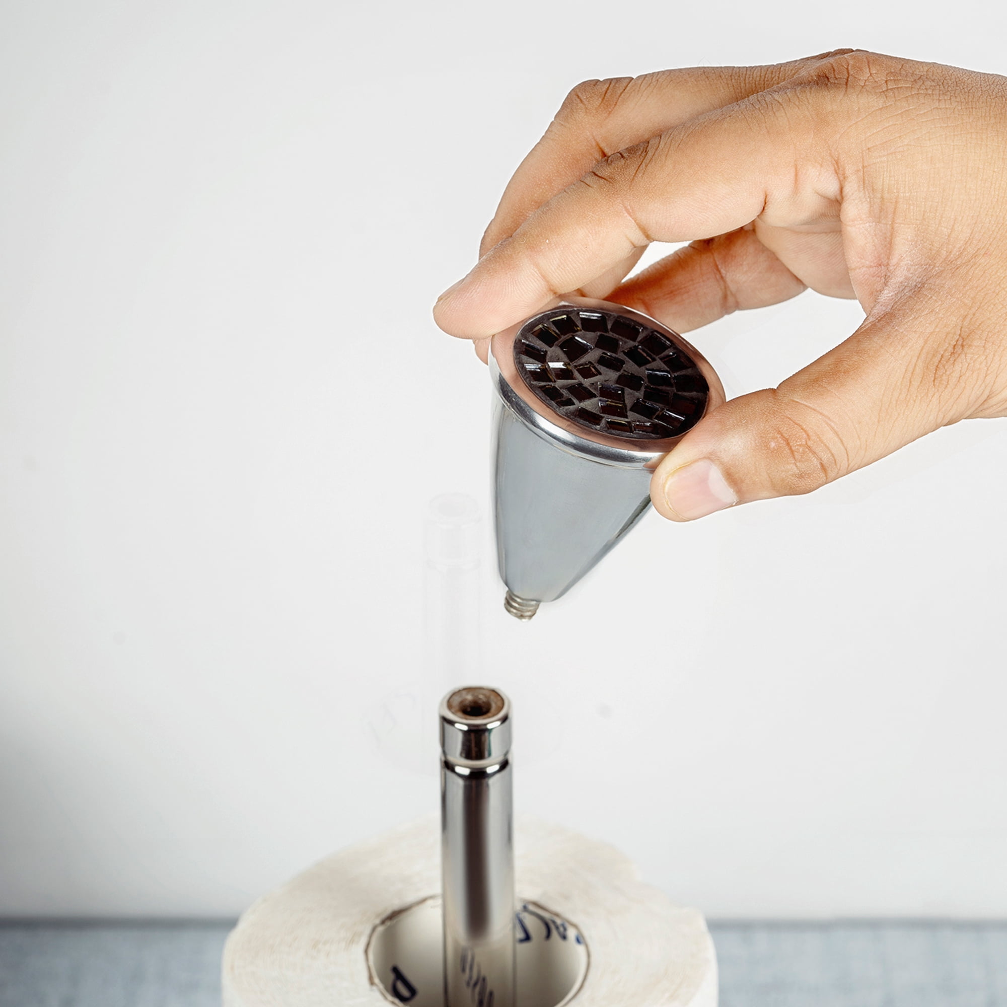 nu steel Black Mosaic Kitchen Stainless Steel Paper Towel Holder-Weighted Base for Standard Paper Towel Rolls