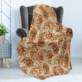 thumbnail image 4 of Fall Soft Flannel Fleece Throw Blanket, Leaves in Paisley Design Folkloric Art Original Culture Inspired Motif, Cozy Plush for Indoor and Outdoor Use, 70" x 90", Red Beige, by Ambesonne, 4 of 5