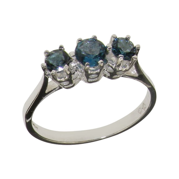LBG 14k White Gold Natural London Blue Topaz Womens Anniversary Ring - Size 10