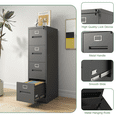 thumbnail image 4 of Hassch 4 Drawer File Cabinet with Lock for Home Office, Metal Filing Cabinet for A4 Legal/Letter Size, Assembly Required, Black, 4 of 8