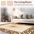 thumbnail image 2 of ODIKA 3'x5' Machine Washable Non-Slip Area Rug, Sunburst Scrollwork Design with Vintage Flourish High Traffic Rug with Pad, Brown, 449924, 2 of 8