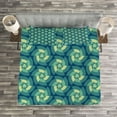 thumbnail image 3 of Ambesonne Abstract Quilted Bedspread Set 3 Pcs, Retro Triangles, Queen Size, Blue Teal Pale Green, 3 of 3