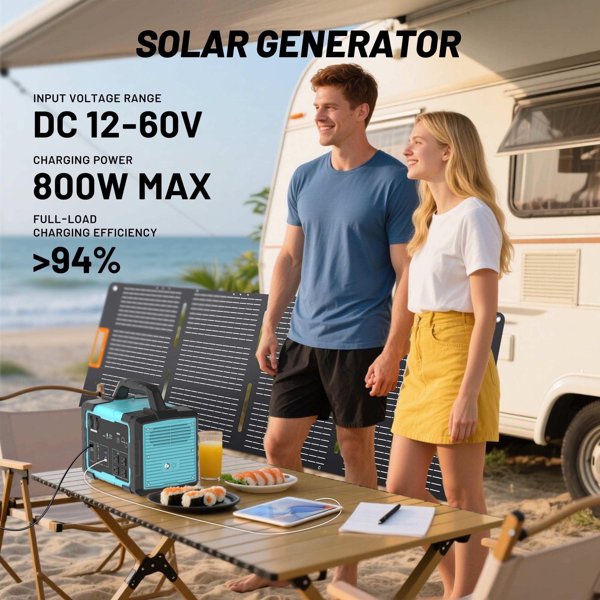 1800W Power Portable Power Station with 1024Wh Solar Generator,All-in-One Power Bank for Refrigerator, CPAP, Laptop, Phone, for Outdoor Camping, RV Travel, Van Life, Tailgating, Blackouts