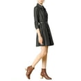 thumbnail image 3 of INSPIRE CHIC Women's Long Sleeves Above Knee Denim Shirt Dress with Belt M Black, 3 of 8