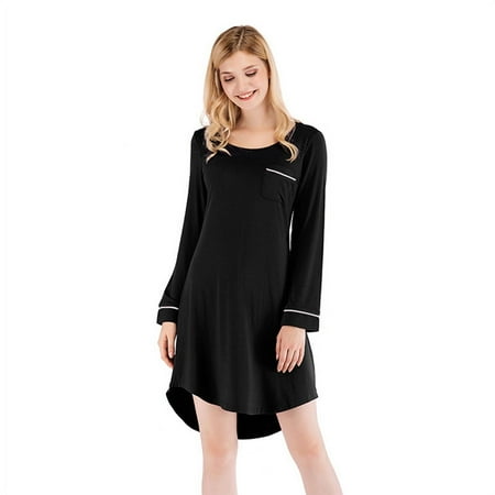 

Women s Nightgown Cotton Long Sleeve Soild Color Soft Knee Length Sleepshirts for Home
