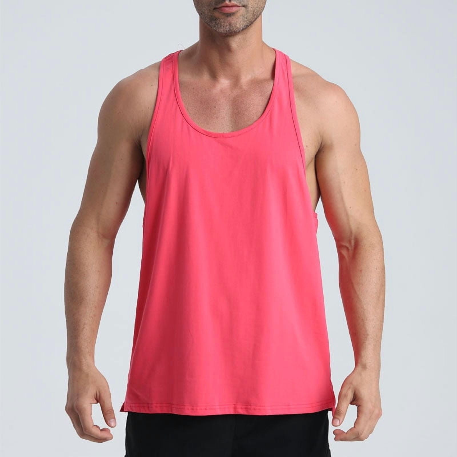 Casual Workout Tank Top for Men|Relaxed Fit Stringer Gym Vest for Everyday Leisure & Streetwear Hot Pink XXXL