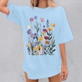 thumbnail image 3 of Graphic Tennis Tees for Women's T-Shirts Oversized Graphic Tee for Casual Everyday Wear Top with Print Comfortable Fit Blue L, 3 of 5