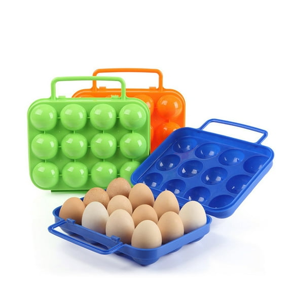 HOMEMAXS Silicone Egg Carrier for Holding Eggs with Handle and Cover Locks Tightly Holds 12 Eggs Portable for Camping Orange