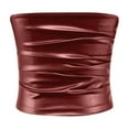 thumbnail image 3 of Corset Tops for Women Crop Tops for Women Trendy Women Leather Tube Top Sexy Ruched Strapless Tops Club Party Rave Top Going Out Corset Top, 3 of 3