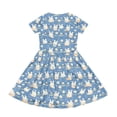 thumbnail image 4 of yuCgh Easter Dress for Toddler Girls, Short Sleeve Summer Dress with Pocket, Colorful Print Casual Party Dress for Easter Celebration,Blue 110, 4 of 5