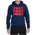 thumbnail image 2 of Wild Bobby, Pray On It Pray Over It Pray Through It Inspirational/Christian Unisex Graphic Hoodie Sweatshirt, Navy, X-Large, 2 of 6