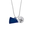 thumbnail image 2 of Delight Jewelry Acrylic 1.25" Navy Megaphone Silvertone Script Initial Disc - H - Charm Necklace, 20"+3", 2 of 4