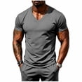 thumbnail image 2 of VgaVtl Summer Men's Tshirt Short Sleeve Muscle V-Neck Leisure Slim Tops for Men Solid Color Workout Quick Drying, 2 of 9