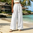 thumbnail image 6 of VBVC Women's High Waisted Wide Leg Pants , Pleated Palazzo Pants For Women , Ladies' Casual Flowy Dress Trousers with Pockets and a Belt,White,S-2XL, 6 of 7