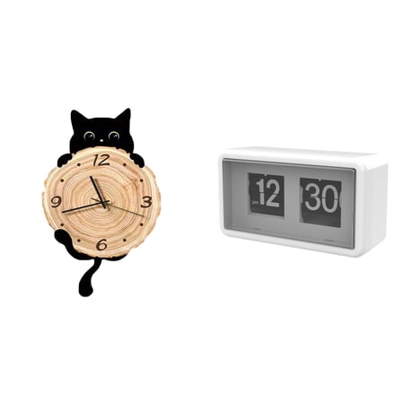 Wall Clock Flip Clock Desk Clock with Silent No Ticking Movement for Home Office Bedroom Decor