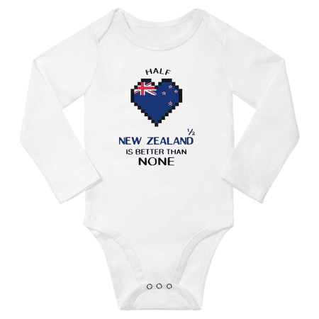 

1/2 Half New Zealand is Better Than None Cute Baby Long Slevve Bodysuit Outfits (White 18-24 Months)