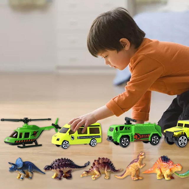 Juguete para transporte de dinosaurios para , 4 vehículos de hacia atrás, vehículos inerciales para edad unhöflich 5 6 , niñas, CUTICAT Juguetes de Dino Truck