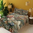thumbnail image 2 of Ambesonne Floral Eucalyptus Fitted & Top Sheet Set with Sham, Art Nouveau Bloom, Sepia Multicolor, 2 of 5