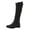 Black, variant on Joykidd Low Block Heel Mid‑Calf Boots Round Toe Faux Suede Side Zipper Tall Boots Strap Clasp Slouch Wrinkle Shaft Retro Street Fall Winter Wear Outdoor Casual Outings