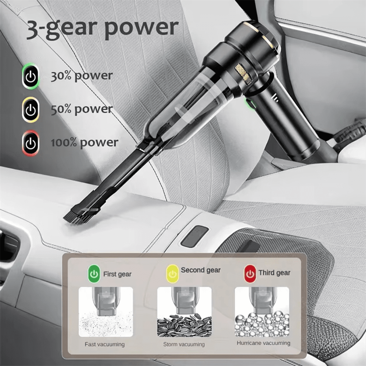 Car Vacuum Cleaner Portable High Power Handheld Brushless Motor Cleaning Machine Air Duster for Home Appliance Silver,1 * Vacuum cleaner 1 set * Accessories 1 * USB-C Charging Cable,Silver