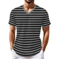 thumbnail image 2 of Mens Shirts Summer New Men's Popular T-shirt Printed V-neck Short Sleeved T-shirt Gifts for Men Gray Polyester M, 2 of 5