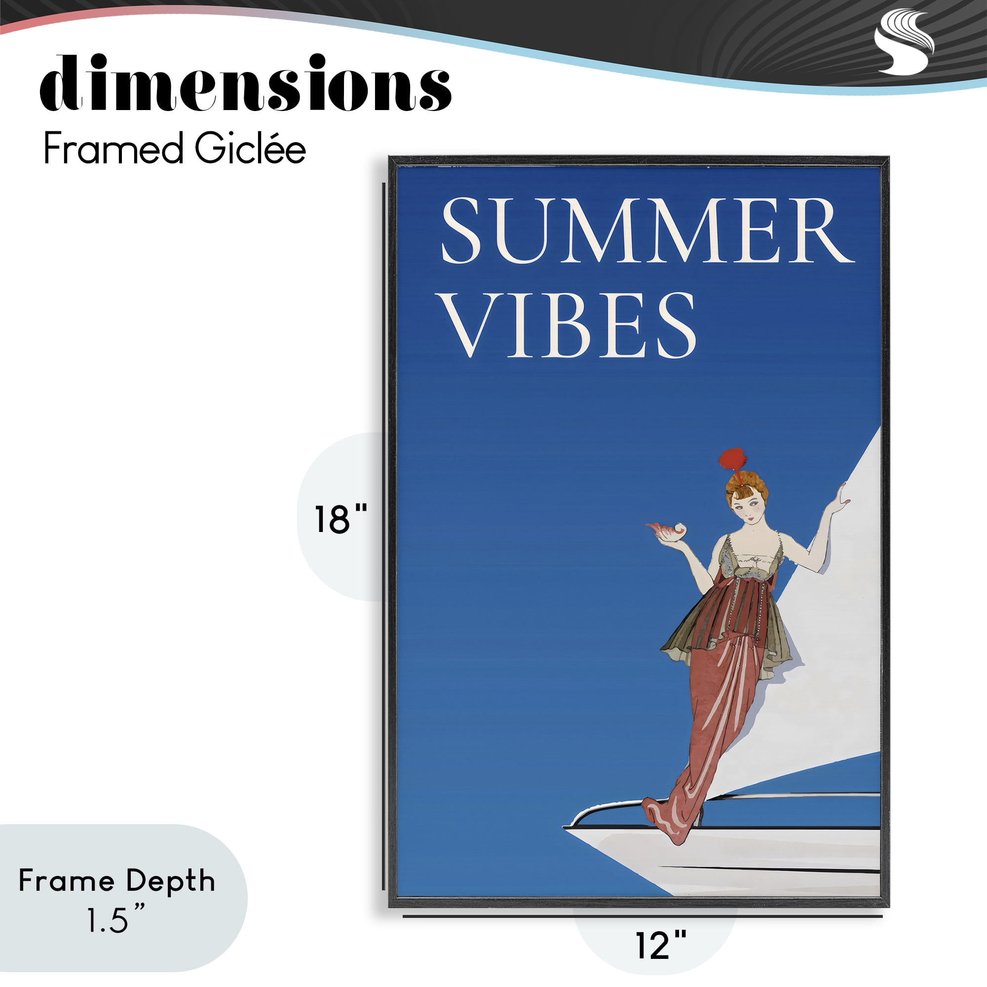 Stupell Industries Summer Vibes Vintage Yacht Black Framed Giclee Art, design by Creative Studio