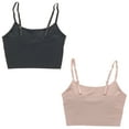 thumbnail image 2 of Marilyn Monroe Intimates Women's Long Line Laser-Cut Seamless Bralette 2 Pack - Light Pink and Black - Large, 2 of 8