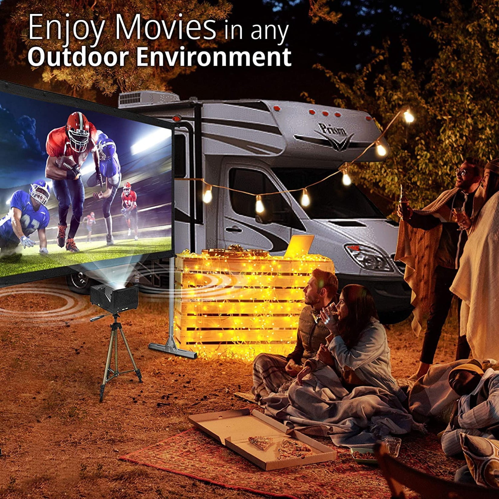 Elite Projector MosicGO Sport - DLP projector - RGB LED - portable - 1000 ANSI lumens - Full HD (1920 x 1080) - 1080p - ultra short-throw lens