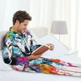 thumbnail image 4 of Wukai Cool Colorful Wolf Men's Long-Sleeve Pajama Set - Comfortable Sleepwear with Button-Down Shirt and Pants-XX-Large, 4 of 6