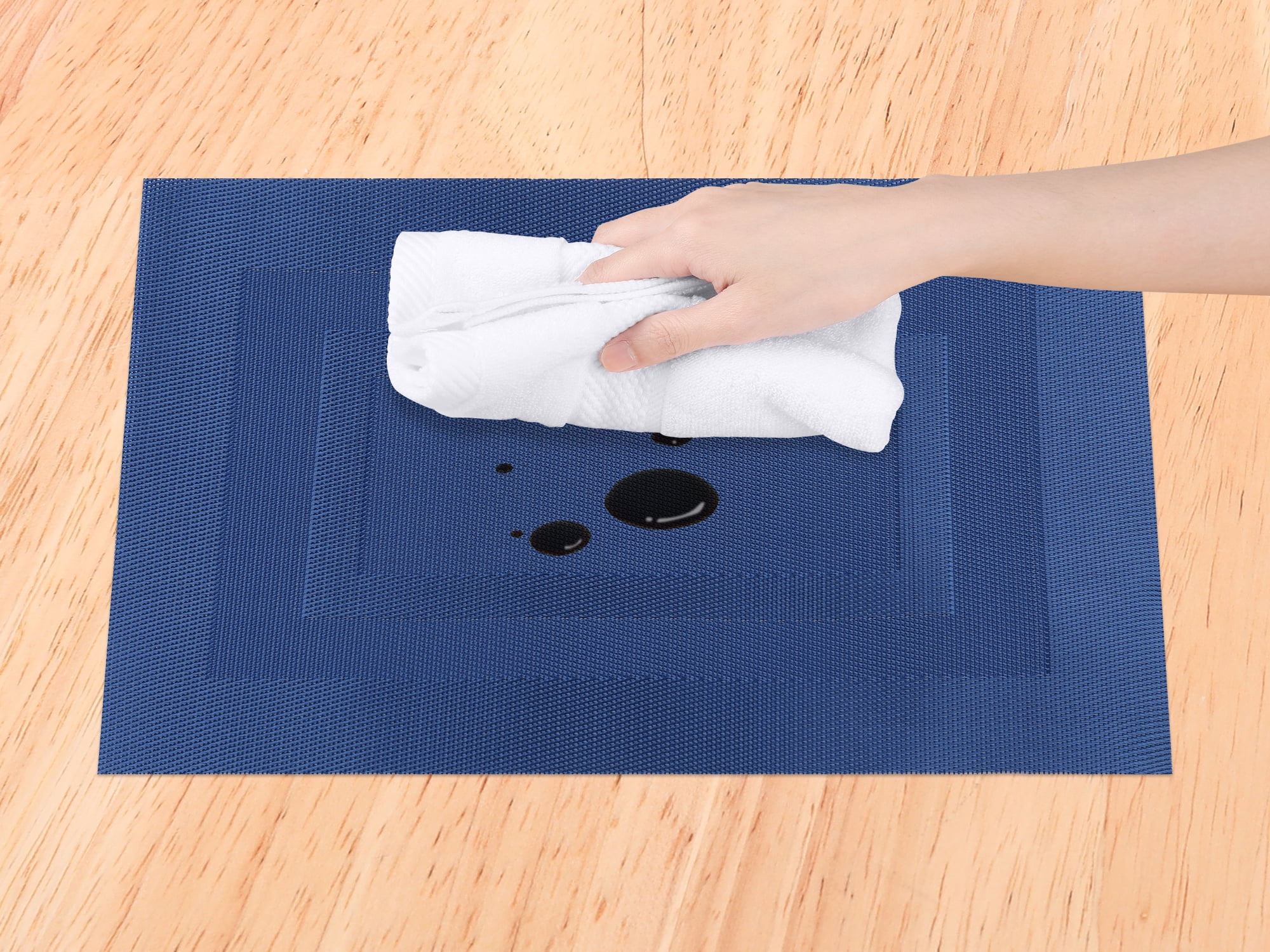 Unique Bargains Set of 6 Placemats for Kitchen Table Decor Blue