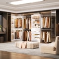 thumbnail image 2 of Homieasy 58"-152" Freestanding Closet System, Wardrobe Organizer with Drawers & Shelves, Corner Storage Unit for Bedroom/Living Room, DIY Customizable, 2-Pack in White, 2 of 5