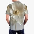 thumbnail image 3 of Balery Elegant Ivory Flower Printed Men’s Short Sleeve Polo Shirt, Midweight Men's Shirt,Golf Polo shirts -4X-Large, 3 of 8