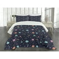 thumbnail image 3 of Ambesonne Space Quilted Bedspread Set 3 Pcs, Alien Planets Asteroid, King Size, Multicolor, 3 of 5