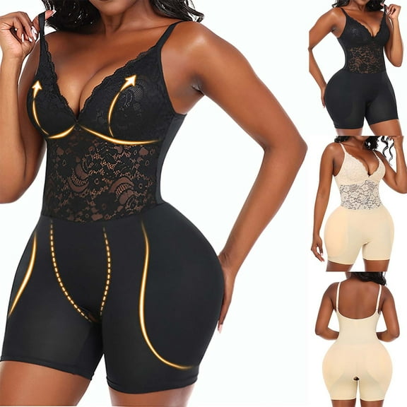 Elainilye Fashion Bodysuits for Women Tummy Control, Shaping Crotch Fit Lace Tight Strap Bodysuit Body Shaper,Beige