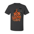 thumbnail image 2 of Wild Bobby Spooky Vibes Pumpkin Skulls Bats Stars with Orange and Black Halloween Men Tee, Charcoal, 3X-Large, 2 of 6