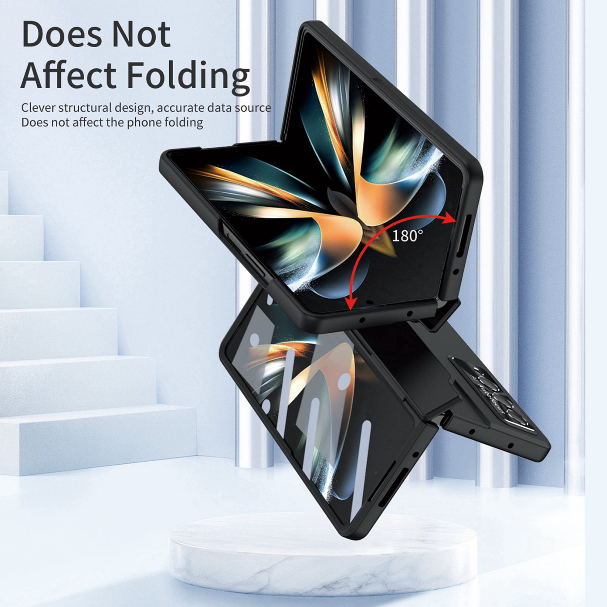 Dteck for Galaxy Fold 4 Case Hinge Protection Wireless Charging Hard Back with Non-Slip Shockproof Lightweight Slim Cover for Samsung Z Fold 4 5G 2022, Black