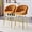 Orange+Gold(style 1), variant on ExtraLco Burnt Orange Bar Stools Set of 2, Velvet Counter Height Bar Chairs with Back, Upholstered Kitchen Island Stools with Gold Metal Legs and Footrest
