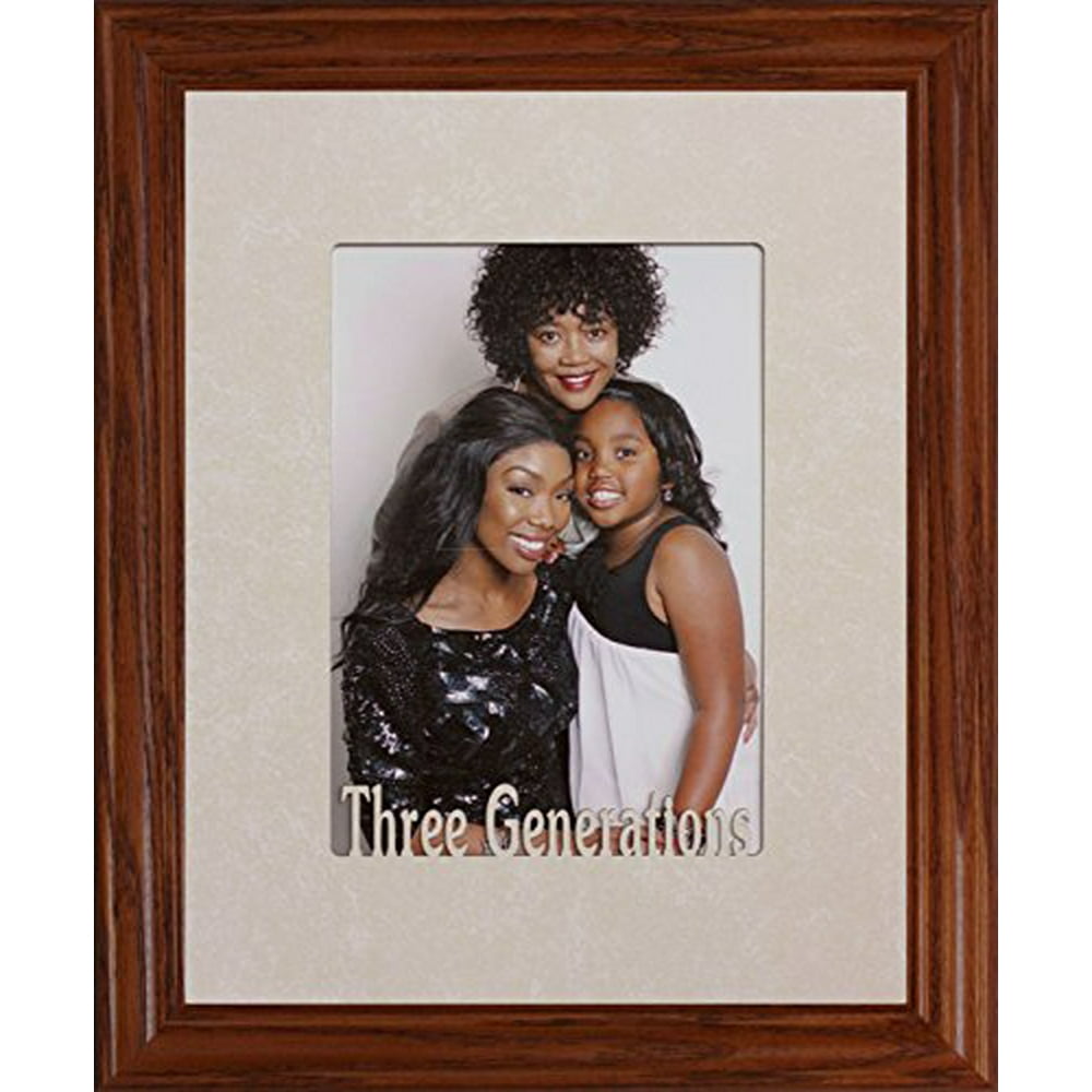 Three Generations Frame Holds A Portrait 5X7 Picture/Photo (Fruitwood