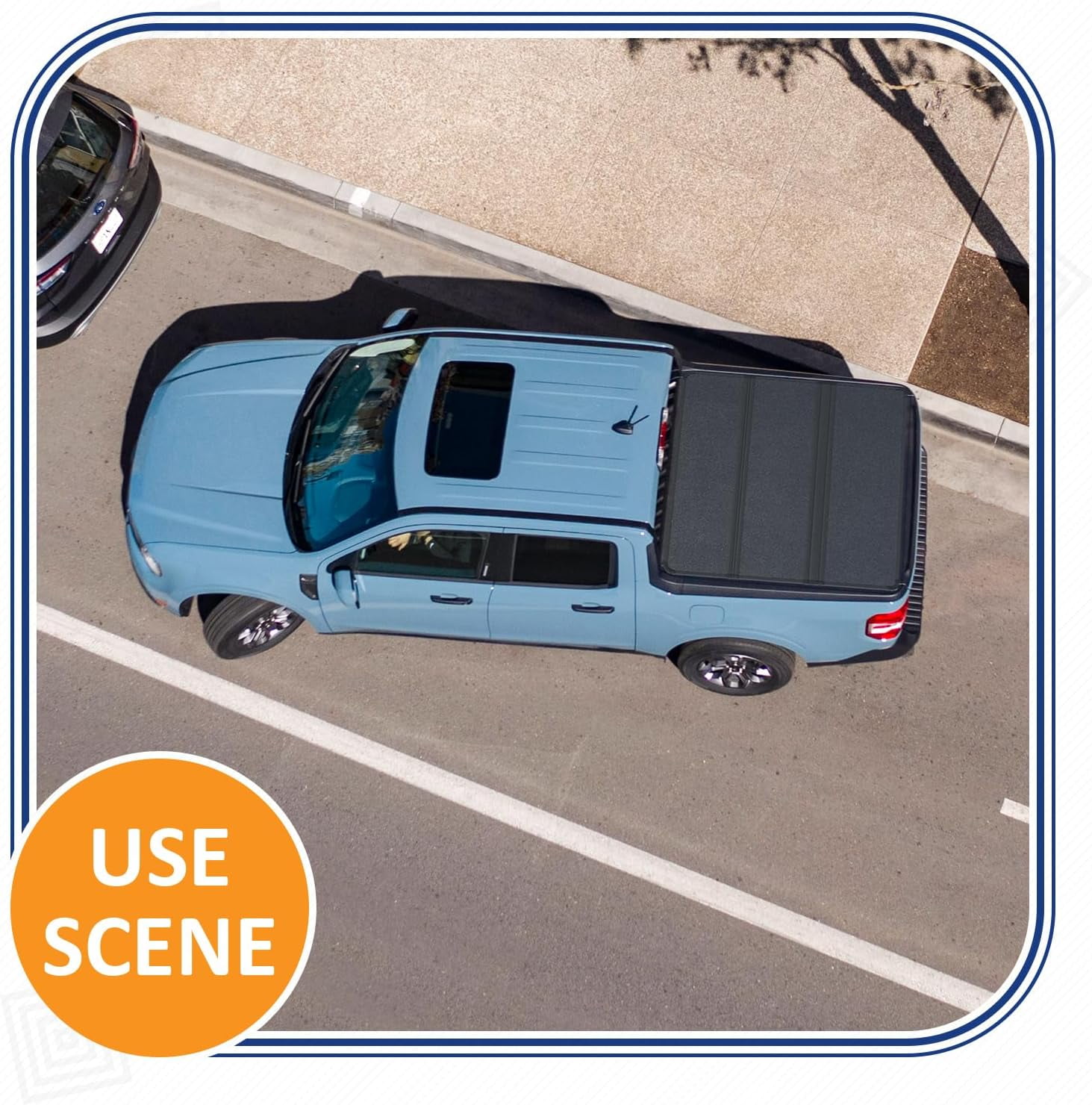 HOUGEET 4.5FT(54.4") Hard Tri-Fold Pickup Truck Bed Tonneau Cover with LED Lights Fit for 2022 2023 2024 2025 Ford Maverick Without Drilling