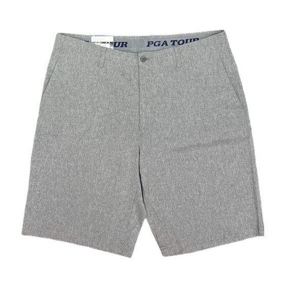 PGA TOUR Men's Stretch Active Waistband Golf Short with Accessory Pocket (Grey Heather, 34)