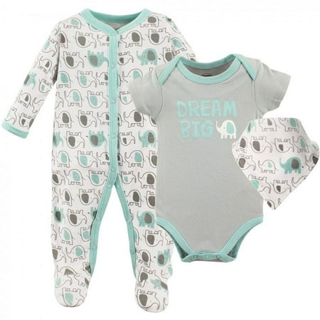 UPC: 0660168835526 | Luvable Friends Baby Unisex Sleep and Play  Bodysuit and Bib  Elephants  0-3 Months