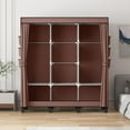 thumbnail image 3 of Portable Closet, Clothes Storage Box, Simple Wardrobe for Hanging Clothes, Multiple Shelves and 3 booms,18 Side Pockets 51" W*17.7" D*67.7" H (Coffee), 3 of 8