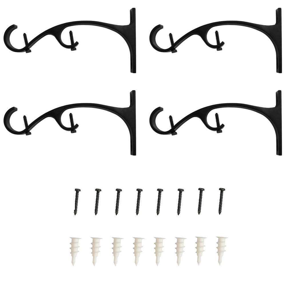 Lumi 1 in. & 3/4 in. Dia. Double Curtain Rod Bracket (4-Pack),Matte Black