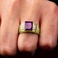thumbnail image 2 of Divine Creation 1.50 Ct Emerald Cut Purple Amethyst Wedding Engagement Band Pinky Ring 14K Yellow Gold Plated 925 Sterling Silver For Men's -8, 2 of 3